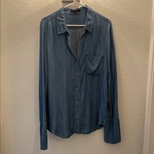 Denim style Blue Button-Up Shirt size large